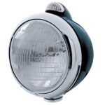 Black Guide 682-C Style Headlight 6014 & LED Turn Signal - Clear Lens