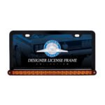 Black License Plate Frame With 19 LED 12" Reflector Light Bar - Amber LED/Amber Lens - Image 2