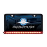 Black License Plate Frame With 19 LED 12" Reflector Light Bar - Red LED/Red Lens