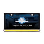 Black License Plate Frame With 24 LED 12" GloLight Bar - Amber LED/Clear Lens