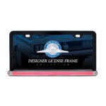 Black License Plate Frame With 24 LED 12" GloLight Bar - Red LED/Clear Lens