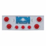 CR Rear Center Panel With 4X 10 LED 4" Lights & 3X 13 LED 2-1/2" Beehive Lights & Bezel -Red LED & Lens