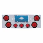 CR Rear Center Panel With 4X 10 LED 4" Lights & 3X 13 LED 2-1/2" Beehive Lights -Red LED & Lens