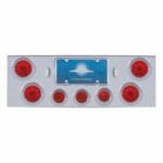 CR Rear Center Panel With 4X 10 LED 4" Lights & 3X 13 LED 2-1/2" Lights & Visors -Red LED & Lens
