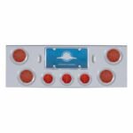 CR Rear Center Panel With 4X 12 LED 4" Reflector Lights & 3X 13 LED 2-1/2" Beehive Lights -Red LED & Lens