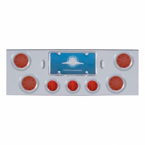 CR Rear Center Panel With 4X 12 LED 4" Reflector Lights & 3X 13 LED 2-1/2" Beehive Lights -Red LED & Lens