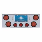CR Rear Center Panel With 4X 12 LED 4" Reflector Lights & 3X 13 LED 2-1/2" Lights -Red LED & Lens