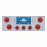 CR Rear Center Panel With 4X 7 LED 4" Reflector Light & 3X 13 LED 2-1/2" Light & Visor-Red LED & Lens