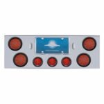 CR Rear Center Panel With 4X LED 4" Reflector Lights & 3X LED 2-1/2" Beehive Lights & Bezel -Red LED & Lens