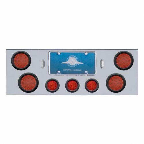 CR Rear Center Panel With 4X LED 4" Reflector Lights & 3X LED 2-1/2" Beehive Lights & Bezel -Red LED & Lens