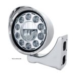 Chrome "Chopper" Headlight With Smooth Visor 11 LED Bulb - Image 2