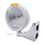 Chrome Classic Headlight H6024 Bulb & LED Turn Signal - Amber Lens - Image 4