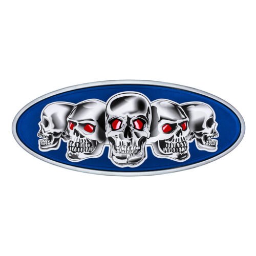 Chrome Die Cast Skull Emblem - Blue