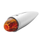 Chrome Die Cast Torpedo Cab Light With Watermelon Glass Lens & 1156 Bulb - Dark Amber
