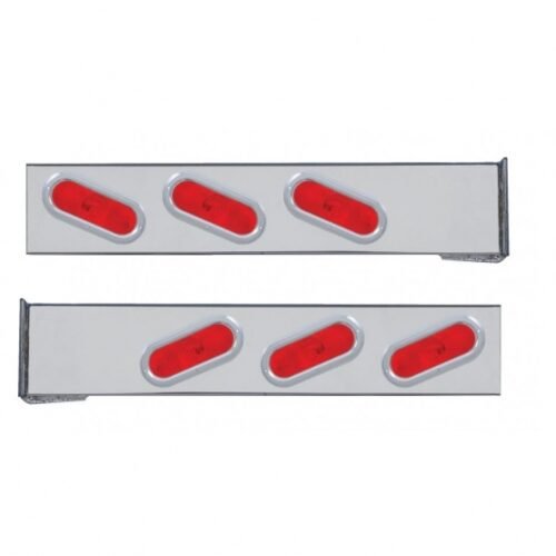 Chrome Flange Mount Rear Light Bar With Six Oval Lights & Bezels