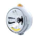 Chrome Guide 682-C Headlight H4 With 10 Amber LED & Dual Mode LED Signal - Amber Lens