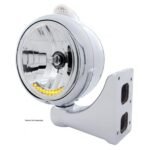 Chrome Guide 682-C Headlight H4 With 10 Amber LED & LED Signal - Clear Lens - Image 2
