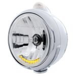 Chrome Guide 682-C Headlight H4 With 10 Amber LED & LED Signal - Clear Lens