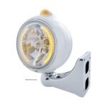 Chrome Guide 682-C Headlight H4 With Amber LED & Dual Mode LED Signal - Amber Lens - Image 4