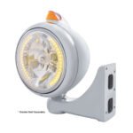 Chrome Guide 682-C Headlight H4 With Amber LED & Original Style LED Signal - Amber Lens - Image 3