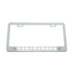 Chrome License Plate Frame With 10 LED 9" Light Bar - White LED/Clear Lens