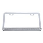 Chrome License Plate Frame With 19 LED 12" Reflector Light Bar - Amber LED/Clear Lens