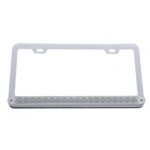 Chrome License Plate Frame With 19 LED 12" Reflector Light Bar - Red LED/Clear Lens