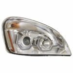 Chrome Projection Headlight W/Dual Function Amber LED Position Lights For 2008-17 FL Cascadia - Passenger - Image 2