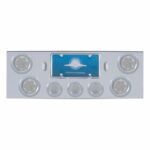 Chrome Rear Center Panel With 4X 7 LED 4" Reflector Lights & 3X 13 LED 2-1/2" Lights - Red LED/Clear Lens