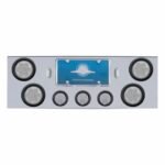 Chrome Rear Center Panel With 4X 7 LED 4" Reflector Lights & 3X 13 Red LED 2-1/2" Lights - Red LED/Clear Lens