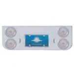 Chrome Rear Center Panel With Four 10 LED 4" Lights & Bezels - Red LED/Clear Lens