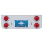 Chrome Rear Center Panel With Four 10 LED 4" Lights & Bezels - Red LED/Red Lens