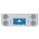 Chrome Rear Center Panel With Four 12 LED 4" Reflector Lights & Bezels - Red LED/Clear Lens