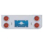 Chrome Rear Center Panel With Four 12 LED 4" Reflector Lights & Bezels - Red LED/Red Lens