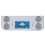 Chrome Rear Center Panel With Four 12 LED 4" Reflector Lights & Visors - Red LED/Clear Lens