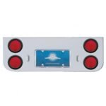 Chrome Rear Center Panel With Four 4" Lights & Grommets