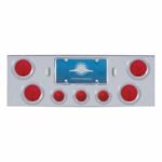 Chrome Rear Center Panel With Four 4" Lights & Three 2-1/2" Beehive Lights & Bezels