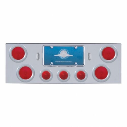 Chrome Rear Center Panel With Four 4" Lights & Three 2-1/2" Beehive Lights & Bezels