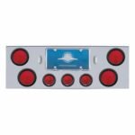 Chrome Rear Center Panel With Four 4" Lights & Three 2-1/2" Beehive Lights & Grommets