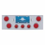 Chrome Rear Center Panel With Four 4" Lights & Three 2-1/2" Beehive Lights & Visors