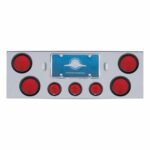 Chrome Rear Center Panel With Four 4" Lights & Three 2-1/2" Lights & Grommets