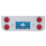 Chrome Rear Center Panel With Four 4" Lights & Visors