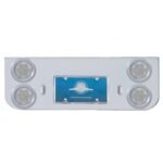 Chrome Rear Center Panel With Four 7 LED 4" Reflector Lights & Bezels - Red LED/Clear Lens