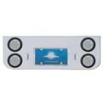 Chrome Rear Center Panel With Four 7 LED 4" Reflector Lights & Grommets - Red LED/Clear Lens