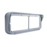 Chrome Rectangular Dual Headlight Bezel With Visor & 19 LED Light Bar - Amber LED/Clear Lens - Image 2