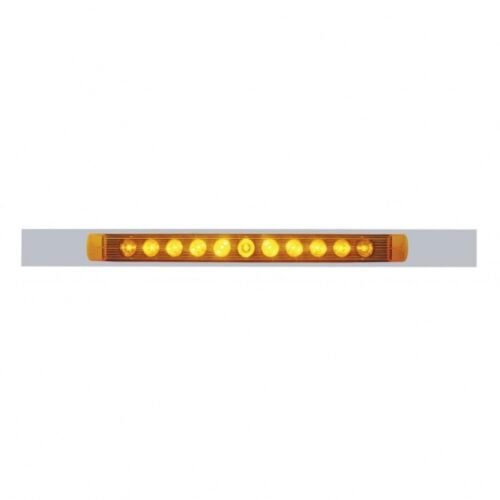 Chrome Top Mud Flap Plate With 11 LED 17" Light Bar - Amber LED/Amber Lens (Each)