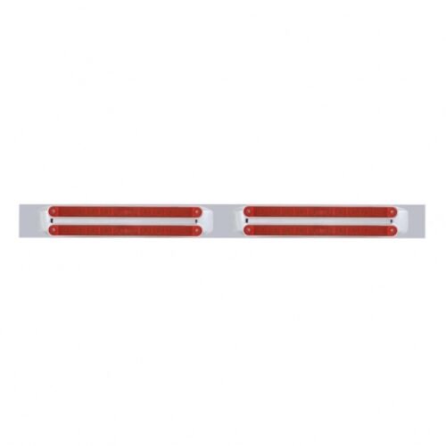 Chrome Top Mud Flap Plate With Four 10 LED 9" Light Bars - Red LED/Red Lens (Each)