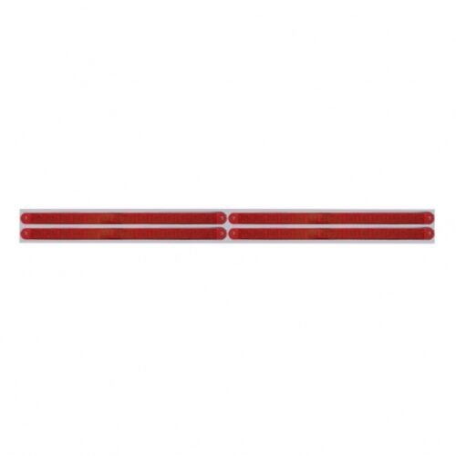 Chrome Top Mud Flap Plate With Four 14 LED 12" Light Bars - Red LED/Red Lens (Each)