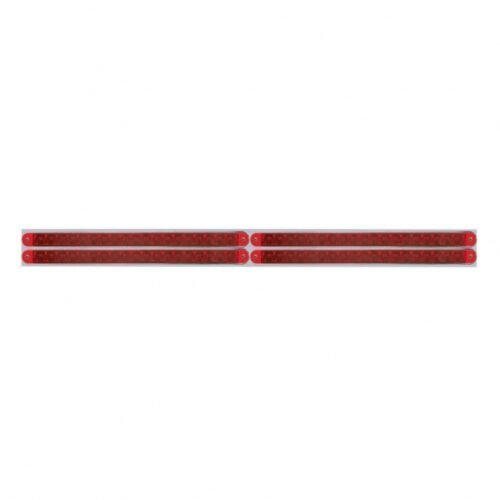 Chrome Top Mud Flap Plate With Four 19 LED 12" Reflector Light Bars - Red LED/Red Lens (Each)