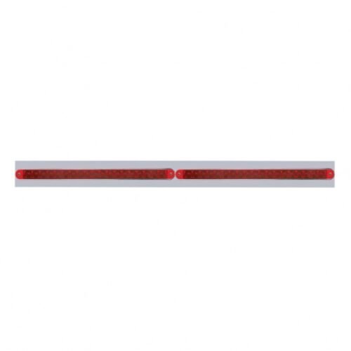 Chrome Top Mud Flap Plate With Two 19 LED 12" Reflector Light Bars - Red LED/Red Lens (Each)